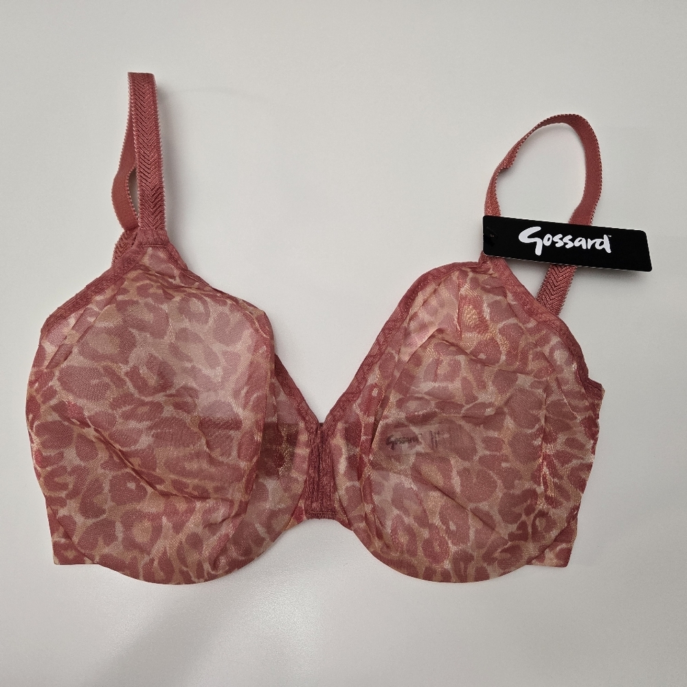 NWT 28G Gossard Glossies Rose Pink Leopard Print Bra